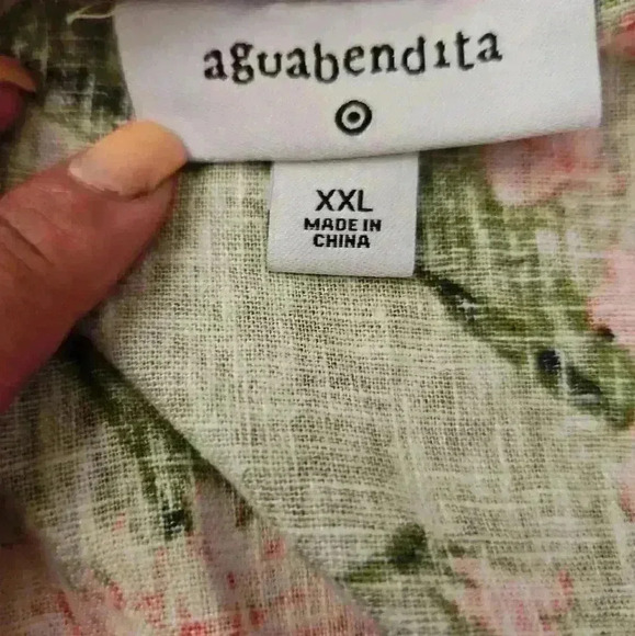 Agua Bendita For Taget Womens Green Floral Print Tropical Front Tie Top XXL - Picture 10 of 12